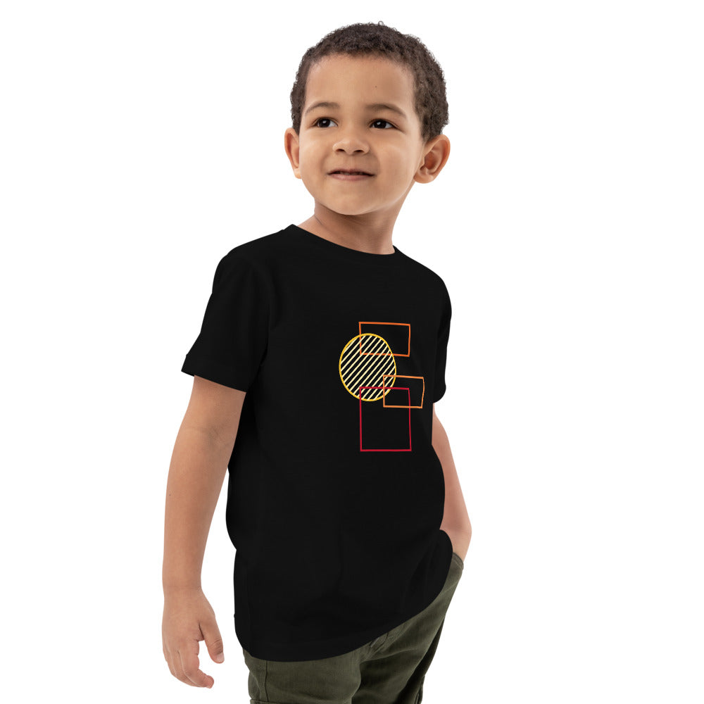 Organic cotton kids t-shirt rectangles and circle