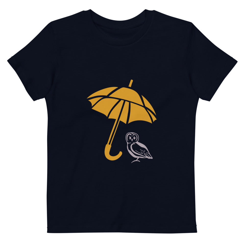 Organic cotton kids t-shirt yellow umbrella