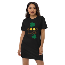 Load image into Gallery viewer, Organic cotton t-shirt dress good luck clover
