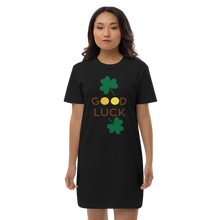 Load image into Gallery viewer, Organic cotton t-shirt dress good luck clover
