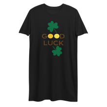 Load image into Gallery viewer, Organic cotton t-shirt dress good luck clover
