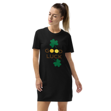 Load image into Gallery viewer, Organic cotton t-shirt dress good luck clover
