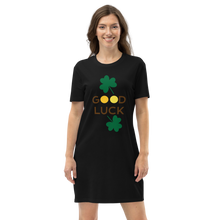 Load image into Gallery viewer, Organic cotton t-shirt dress good luck clover
