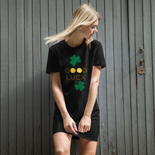 Load image into Gallery viewer, Organic cotton t-shirt dress good luck clover
