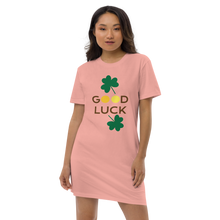 Load image into Gallery viewer, Organic cotton t-shirt dress good luck clover
