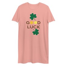 Load image into Gallery viewer, Organic cotton t-shirt dress good luck clover
