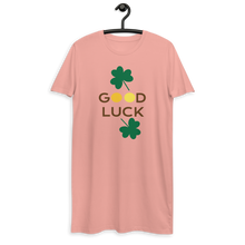 Load image into Gallery viewer, Organic cotton t-shirt dress good luck clover
