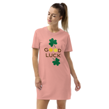 Load image into Gallery viewer, Organic cotton t-shirt dress good luck clover
