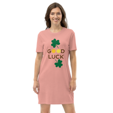 Load image into Gallery viewer, Organic cotton t-shirt dress good luck clover
