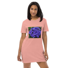 Load image into Gallery viewer, Organic cotton t-shirt dress purple flowers
