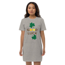 Load image into Gallery viewer, Organic cotton t-shirt dress good luck clover
