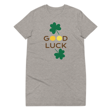 Load image into Gallery viewer, Organic cotton t-shirt dress good luck clover
