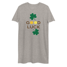 Load image into Gallery viewer, Organic cotton t-shirt dress good luck clover
