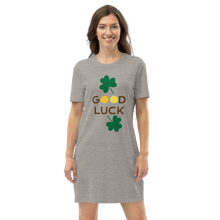 Load image into Gallery viewer, Organic cotton t-shirt dress good luck clover
