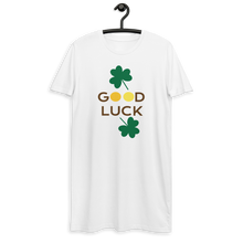 Load image into Gallery viewer, Organic cotton t-shirt dress good luck clover
