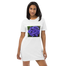 Load image into Gallery viewer, Organic cotton t-shirt dress purple flowers
