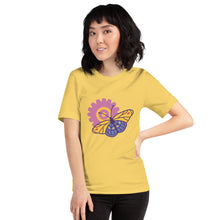 Load image into Gallery viewer, Short-Sleeve Women T-Shirt Butterfly and Pink Flower
