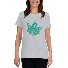 Load image into Gallery viewer, Women&#39;s short sleeve t-shirt large green maple leaf
