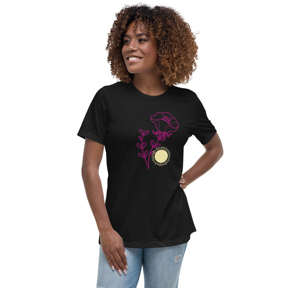 Women's Relaxed T-Shirt sunset and flower