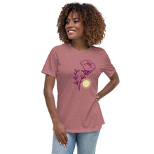 Load image into Gallery viewer, Women&#39;s Relaxed T-Shirt sunset and flower
